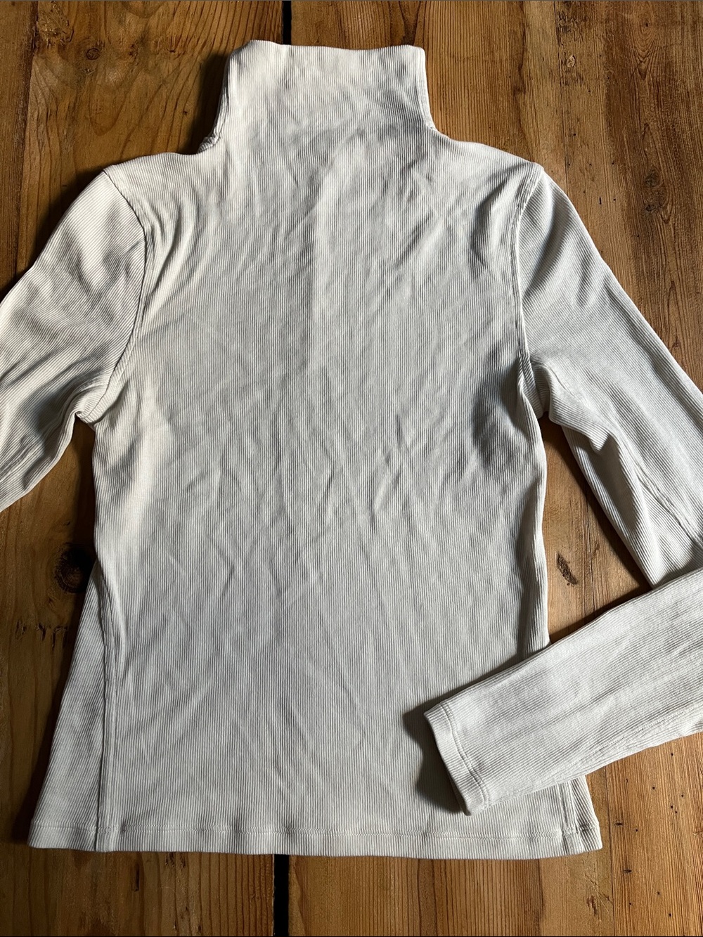 LULULEMON Bone Ribbed Wool-Blend Turtleneck Top